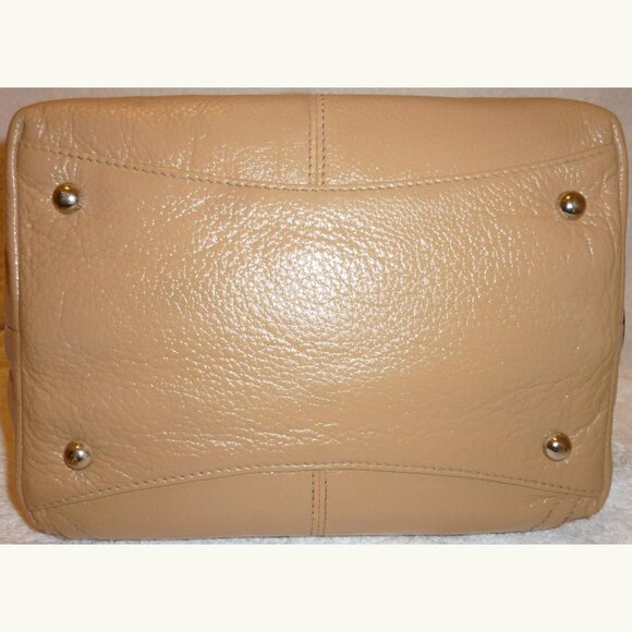TIGNANELLO TAN LEATHER SHOULDER/SATCHEL HANDBAG, SILVER TONE HARDWARE - Picture 3 of 7